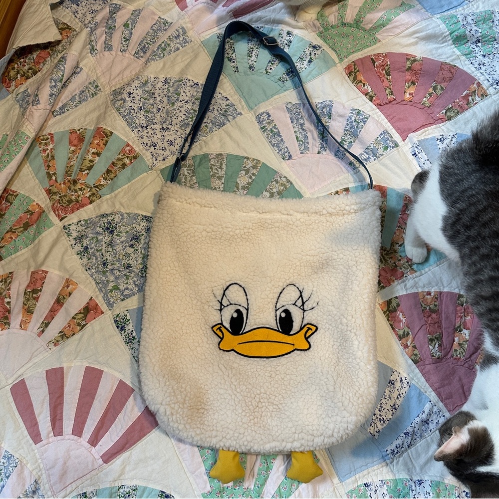 White teddy duck tote bag